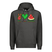 Charcoal Heather Peace Love Watermelon Premium Hoodie - Jasminsmagicworld