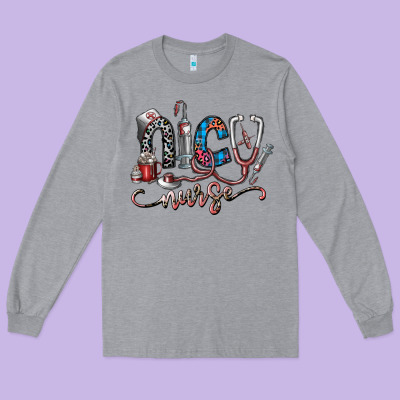 Nice Nurse Long Sleeve Tee Designed By Sublimationcraftshop