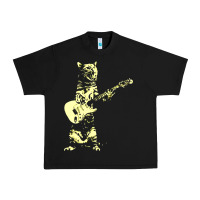 Black cat playing guitar Urban Heavy Tee - linhVisuals