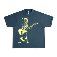 Midnight Navy cat playing guitar Urban Heavy Tee - linhVisuals