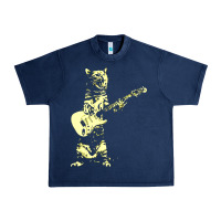 Navy cat playing guitar Urban Heavy Tee - linhVisuals