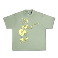 Oil Green cat playing guitar Urban Heavy Tee - linhVisuals