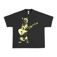 Pigment Black cat playing guitar Urban Heavy Tee - linhVisuals