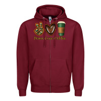 Burgundy peace love coffee Zipper Hoodie - Jasminsmagicworld