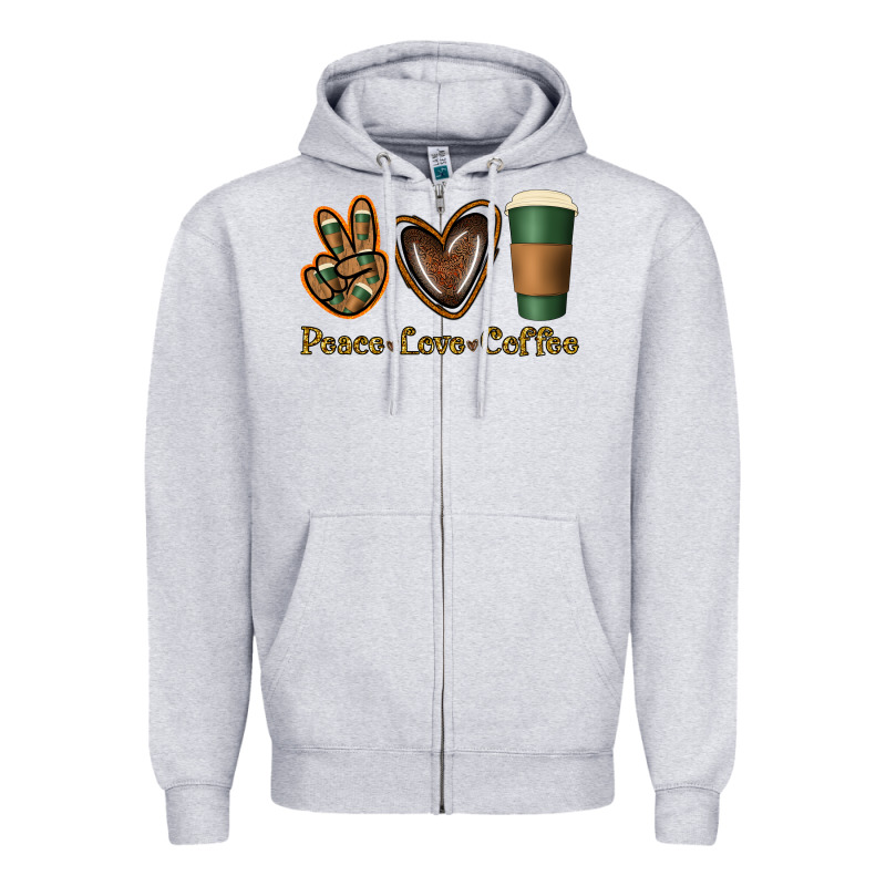 Peace Love Coffee Zipper Hoodie by Jasminsmagicworld | Teevron
