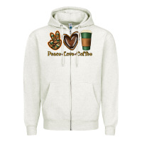 Oatmeal Heather peace love coffee Zipper Hoodie - Jasminsmagicworld