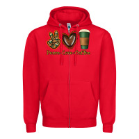 Red peace love coffee Zipper Hoodie - Jasminsmagicworld