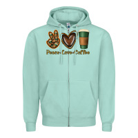 Seafoam peace love coffee Zipper Hoodie - Jasminsmagicworld