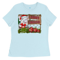 Baby Blue merry Christmas pig Ladies Tee - CowhideDigitalArt