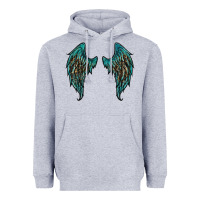 Heather Grey turquoise leopard wings Heavyweight Hoodie - RanaPortraitStore