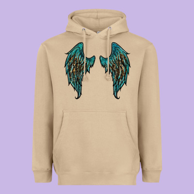 Turquoise Leopard Wings Heavyweight Hoodie Designed By Ranaportraitstore