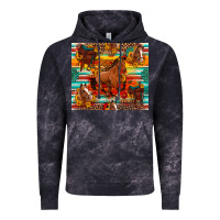 Cloud Black galloping horse serape sunflowers turquoise and saddles Vintage Hoodie - Artiststas