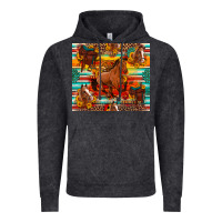 Galloping Horse Serape Sunflowers Turquoise And Saddles Vintage Hoodie | Teevron