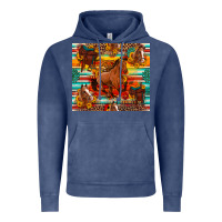Vintage Denim galloping horse serape sunflowers turquoise and saddles Vintage Hoodie - Artiststas