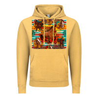 Vintage Mustard galloping horse serape sunflowers turquoise and saddles Vintage Hoodie - Artiststas