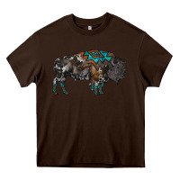 Chocolate Brown cowhide bison Heavy Core Tee - RanaPortraitStore