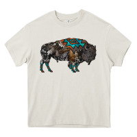Cream cowhide bison Heavy Core Tee - RanaPortraitStore