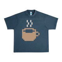 Midnight Navy pixel coffee Urban Heavy Tee - linhVisuals