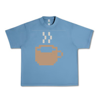 Pebble Blue pixel coffee Urban Heavy Tee - linhVisuals