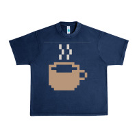 Navy pixel coffee Urban Heavy Tee - linhVisuals