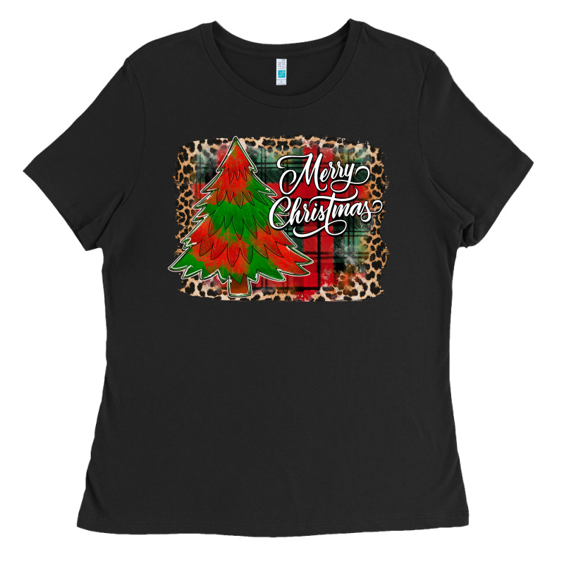 Merry Christmas Trees Ladies Tee by CowhideDigitalArt | Teevron