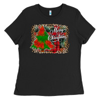 Black merry Christmas trees Ladies Tee - CowhideDigitalArt
