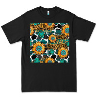 Black gemstone sunflower leopard seamless pattern Premium Tee - BundleAndBundleShop