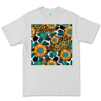 Dove Grey gemstone sunflower leopard seamless pattern Premium Tee - BundleAndBundleShop