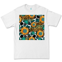 White gemstone sunflower leopard seamless pattern Premium Tee - BundleAndBundleShop