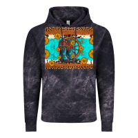 Cloud Black cowboy boots and sunflowers turquoise leopard background Vintage Hoodie - Artiststas