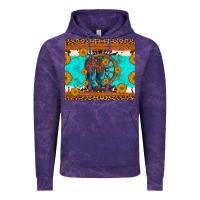 Cloud Purple cowboy boots and sunflowers turquoise leopard background Vintage Hoodie - Artiststas