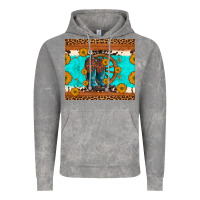 Cloud Rock cowboy boots and sunflowers turquoise leopard background Vintage Hoodie - Artiststas