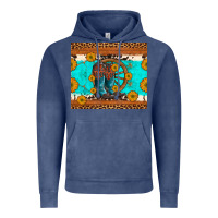 Cowboy Boots And Sunflowers Turquoise Leopard Background Vintage Hoodie | Teevron