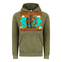 Vintage Olive cowboy boots and sunflowers turquoise leopard background Vintage Hoodie - Artiststas