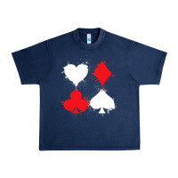 Navy playing cards poker heart spade club Urban Heavy Tee - linhVisuals
