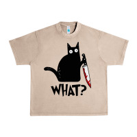 French Oak Halloween Cat With Knife What Urban Heavy Tee - linhVisuals