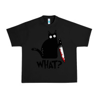 Black Halloween Cat With Knife What Urban Heavy Tee - linhVisuals