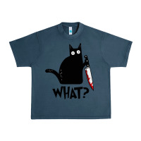 Midnight Navy Halloween Cat With Knife What Urban Heavy Tee - linhVisuals