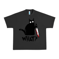 Pigment Black Halloween Cat With Knife What Urban Heavy Tee - linhVisuals