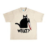 Sandshell Halloween Cat With Knife What Urban Heavy Tee - linhVisuals