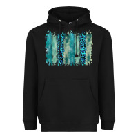 Black turquoise leopard watercolor brushstroke background Heavyweight Hoodie - RanaPortraitStore