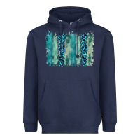 Navy turquoise leopard watercolor brushstroke background Heavyweight Hoodie - RanaPortraitStore