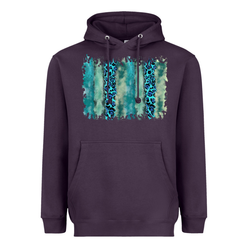 Turquoise Leopard Watercolor Brushstroke Background Heavyweight Hoodie by RanaPortraitStore | Teevron