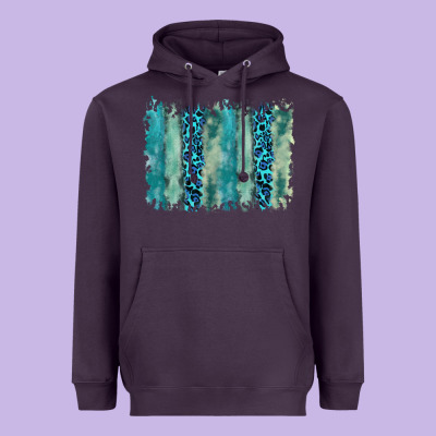 Turquoise Leopard Watercolor Brushstroke Background Heavyweight Hoodie Designed By Ranaportraitstore