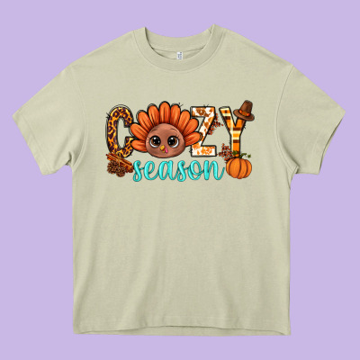 Turkey Cozy Season Thanksgiving Bbs Heavy Core Tee Designed By Bundleandbundleshop