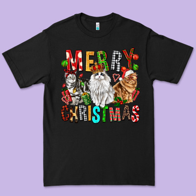 Merry Christmas Cats Premium Tee Designed By Fadigitalartstudio