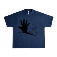 Navy rabbit hand shadow Urban Heavy Tee - linhVisuals