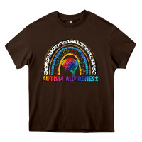 Chocolate Brown Autism Awareness rainbow Heavy Core Tee - FaDigitalArtStudio