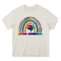 Cream Autism Awareness rainbow Heavy Core Tee - FaDigitalArtStudio