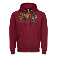 Burgundy Peace Love Donkeys Zipper Hoodie - Jasminsmagicworld